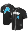 Pro Standard Men's Amon-ra St. Brown Black Detroit Lions Player Name Number Mesh Button-up Baseball Shirt In Black