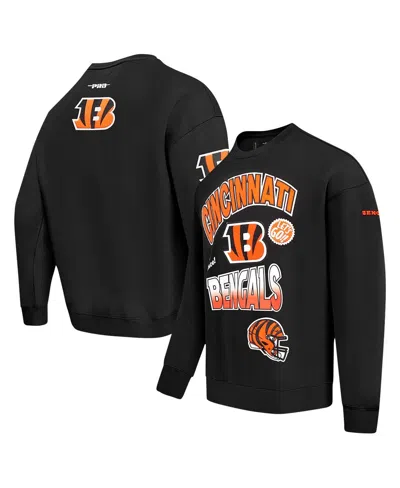 Pro Standard Men's Black Cincinnati Bengals Turn It Up Drop Shoulder Pullover Sweatshirt