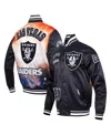 Pro Standard Men's Black Las Vegas Raiders Sublimated Satin Full-snap Jacket In Multi