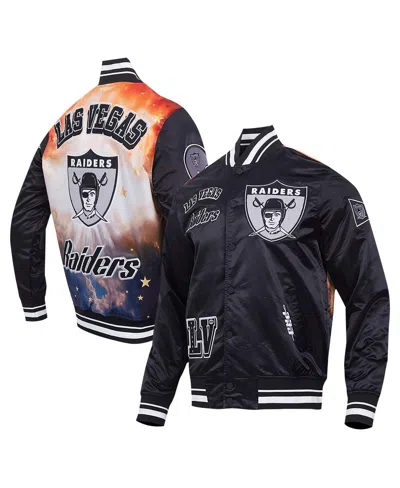 Pro Standard Men's Black Las Vegas Raiders Sublimated Satin Full-snap Jacket In Multi