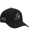 Pro Standard Men's Black Los Angeles Lakers Metallic Logo Pinch Front Adjustable Hat In Black