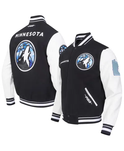Pro Standard Men's Black Minnesota Timberwolves 2024/25 City Edition Chenille Applique Full-zip Wool Varsity Jack