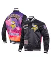 Pro Standard Men's Black Minnesota Vikings Sublimated Satin Full-snap Jacket In Black