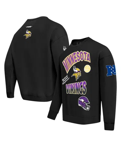 Pro Standard Men's Black Minnesota Vikings Turn It Up Drop Shoulder Pullover Sweatshirt