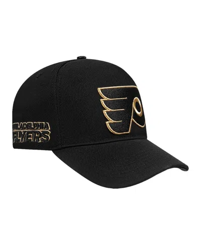 PRO STANDARD MEN'S BLACK PHILADELPHIA FLYERS METALLIC LOGO PINCH FRONT ADJUSTABLE HAT
