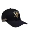 Pro Standard Men's Black Pittsburgh Penguins Metallic Logo Pinch Front Adjustable Hat