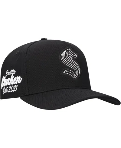 Pro Standard Men's Black Seattle Kraken Paint The City Pinch Front Snapback Hat