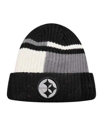 Pro Standard Men's Black/white Pittsburgh Steelers Speckled Cuffed Knit Hat In Black,white