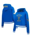 Pro Standard Men's Blue Milwaukee Bucks 2024/25 City Edition Chenille Applique Cropped Pullover Hoodie In Blue
