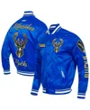 Pro Standard Men's Blue Milwaukee Bucks 2024/25 City Edition Chenille Applique Full-snap Satin Jacket In Blue