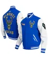 Pro Standard Men's Blue Milwaukee Bucks 2024/25 City Edition Wool Varsity Full-zip Jacket In Blue
