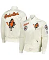 Pro Standard Men's Cream Baltimore Orioles Cooperstown Collection Pinstripe Retro Classic Satin Full-snap Jacket In Cream