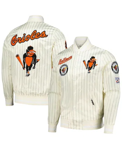Pro Standard Men's Cream Baltimore Orioles Cooperstown Collection Pinstripe Retro Classic Satin Full-snap Jacket
