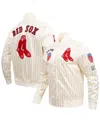 Pro Standard Men's Cream Boston Red Sox Cooperstown Collection Pinstripe Retro Classic Satin Full-snap Jacket In Cream