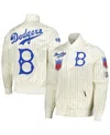 Pro Standard Men's Cream Brooklyn Dodgers Cooperstown Collection Pinstripe Retro Classic Satin Full-snap Jacket In Animal Print