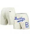 Pro Standard Men's Cream Brooklyn Dodgers Cooperstown Collection Pinstripe Retro Classic Woven Shorts In Cream