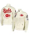 Pro Standard Men's Cream Cincinnati Reds Cooperstown Collection Pinstripe Retro Classic Satin Full-snap Jacket In Cream
