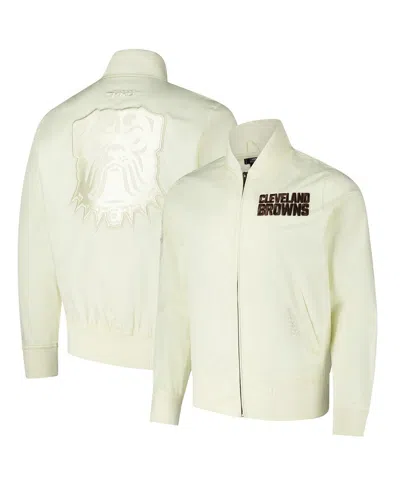 Pro Standard Men's Cream Cleveland Browns Triple Tonal Full-zip Twill Jacket In Neutral
