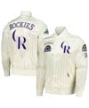 Pro Standard Men's Cream Colorado Rockies Cooperstown Collection Pinstripe Retro Classic Satin Full-snap Jacket In Cream