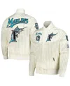 Pro Standard Men's Cream Florida Marlins Cooperstown Collection Pinstripe Retro Classic Satin Full-snap Jacket In Neutral