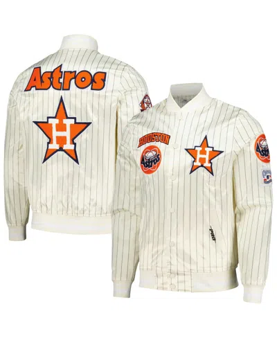 Pro Standard Men's Cream Houston Astros Cooperstown Collection Pinstripe Retro Classic Satin Full-snap Jacket