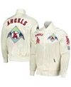 Pro Standard Men's Cream Los Angeles Angels Cooperstown Collection Pinstripe Retro Classic Satin Full-snap Jacket In Cream