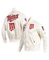Pro Standard Men's Cream Minnesota Twins Cooperstown Collection Pinstripe Retro Classic Satin Full-snap Jacket In Cream