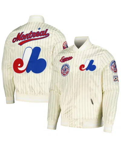 Pro Standard Men's Cream Montreal Expos Cooperstown Collection Pinstripe Retro Classic Satin Full-snap Jacket