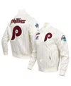 Pro Standard Men's Cream Philadelphia Phillies Cooperstown Collection Pinstripe Retro Classic Satin Full-snap Jac In Cream