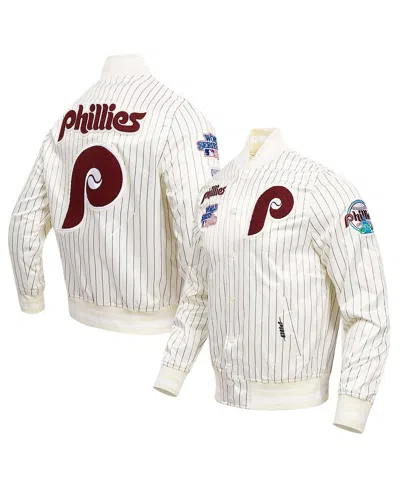 Pro Standard Men's Cream Philadelphia Phillies Cooperstown Collection Pinstripe Retro Classic Satin Full-snap Jac