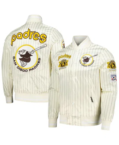 Pro Standard Men's Cream San Diego Padres Cooperstown Collection Pinstripe Retro Classic Satin Full-snap Jacket