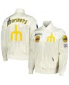 Pro Standard Men's Cream Seattle Mariners Cooperstown Collection Pinstripe Retro Classic Satin Full-snap Jacket In Cream