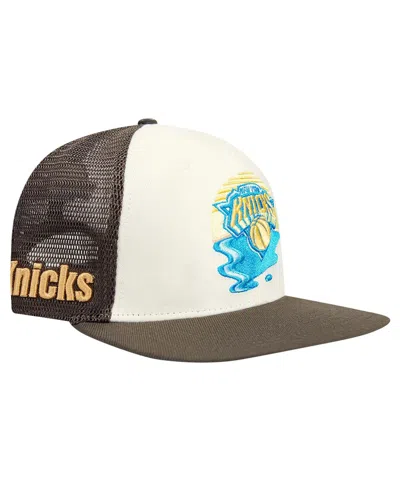 Pro Standard Men's Cream/brown New York Knicks Glint Sunset Snapback Hat In Cream,brown