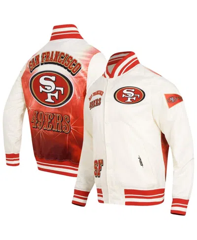 Pro Standard Men's Cream/scarlet San Francisco 49ers Sublimated Satin Full-snap Jacket In Cream,scarlet