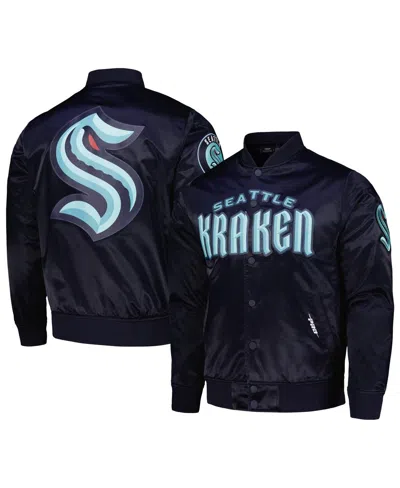 Pro Standard Men's Deep Sea Blue Seattle Kraken Classic Satin Full-snap Jacket In Navy