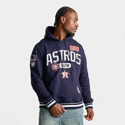 Pro Standard Men's Houston Astros Mlb Letterman Fleece Pullover Hoodie In Blue