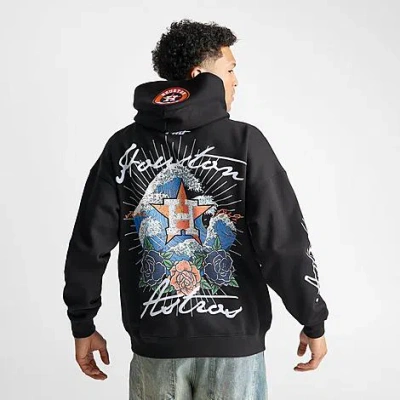 Pro Standard Men's Houston Astros Mlb Wave And Roses Graphic Pullover Hoodie In Black