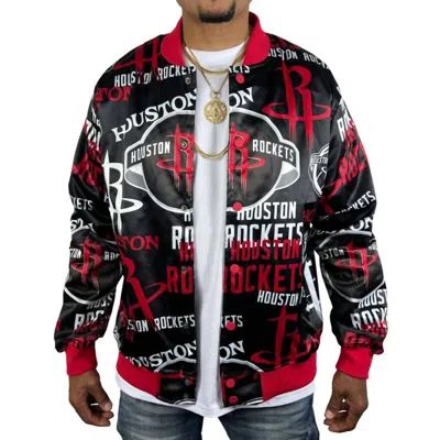Pro Standard Men's Houston Rockets All Over Print Satin Jacket In Black