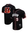 Pro Standard Joe Burrow Black Cincinnati Bengals Mesh Baseball Button-up T-shirt In Black