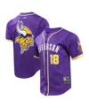 Pro Standard Justin Jefferson Purple Minnesota Vikings Mesh Baseball Button-up T-shirt In Purple
