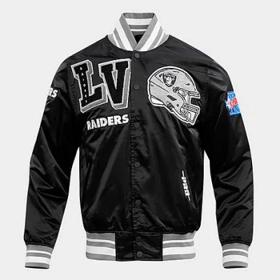 Pro Standard Men's Las Vegas Raiders Mash Up Rib Satin Jacket In Black