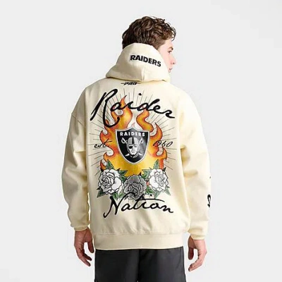 Pro Standard Men's Las Vegas Raiders Nfl Fire And Roses Drop Shoulder Pullover Hoodie In Neutral