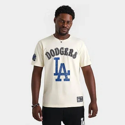 Pro Standard Men's Los Angeles Dodgers Mlb Rebel Stacked T-shirt In Neutral