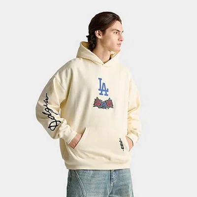 Pro Standard Men's Los Angeles Dodgers Mlb Waves And Roses Drop Shoulder Pullover Hoodie In Yellow