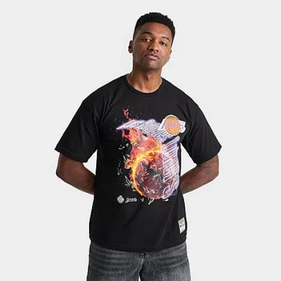 Pro Standard Men's Mitchell & Ness Los Angeles Lakers Nba Blaze T-shirt In Black