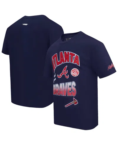 Pro Standard Men's Navy Atlanta Braves Turn It Up Dropped Shoulder T-shirt In Blue