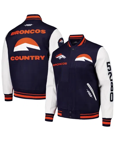 Pro Standard Men's Navy Denver Broncos Classic Wool Varsity Full-snap Jacket