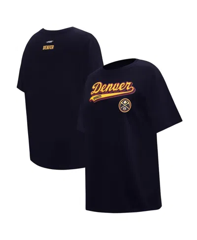 Pro Standard Men's Navy Denver Nuggets Script Boyfriend T-shirt