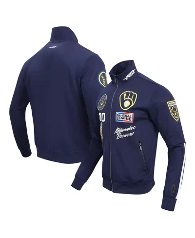 Pro Standard Men's Navy Milwaukee Brewers Fast Lane Full-zip Track Jacket
