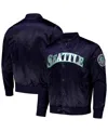 Pro Standard Men's Navy Seattle Mariners Wordmark Satin Full-snap Jacket In Blue
